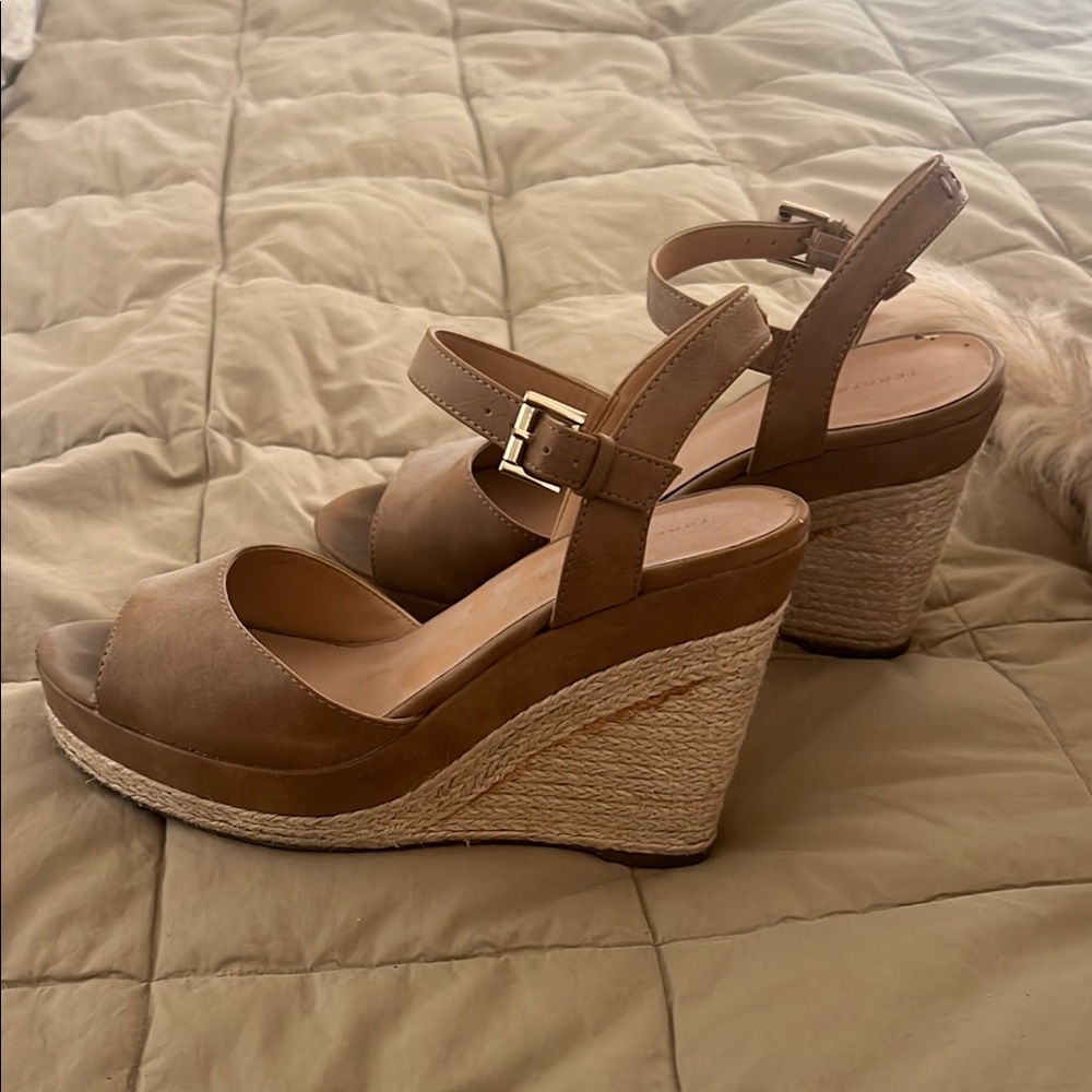 Tommy Hilfiger Tan Wedge Sandals with Ankle Strap